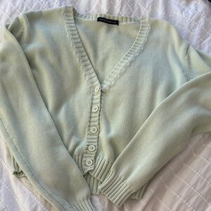 Brandy Melville Mint Green V-Neck Button Cardigan